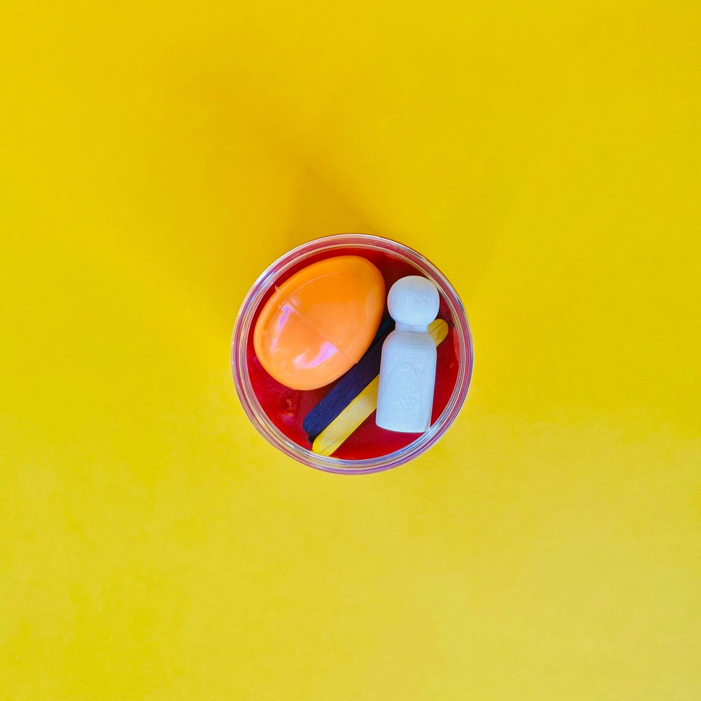 Early Learner - Red dough with plastic egg, wooden figurine & mini craft sticks