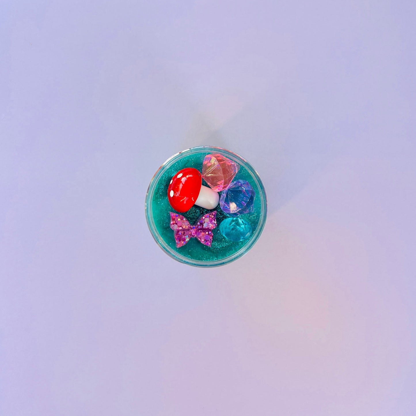 Fairy - Aqua dough with aqua glitter, resin butterfly, gems & mini mushroom