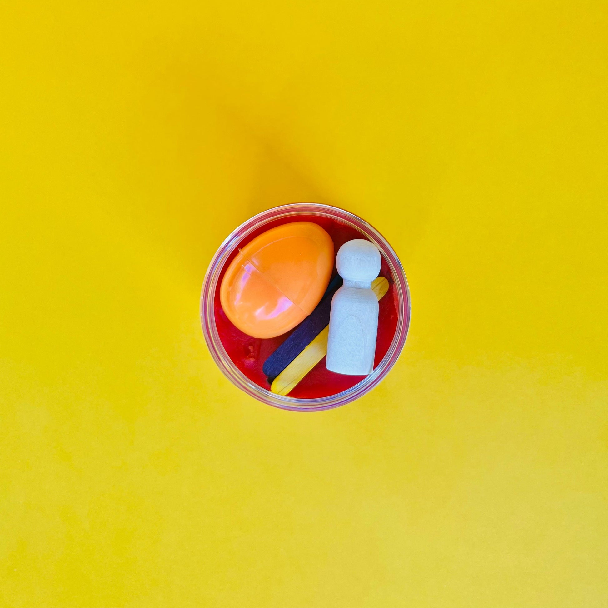 Early Learner - Red dough with plastic egg, wooden figurine & mini craft sticks